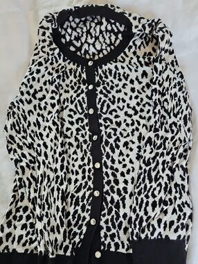 Black & White Leopard Print Cardigan Sweater